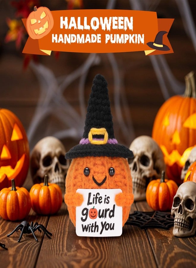 Dalycro Positive Crochet Pumpkin with Encouragement Card - Handmade for Women, Positive Crochet Doll for Desk and Room (Pumpkin) - Image 4